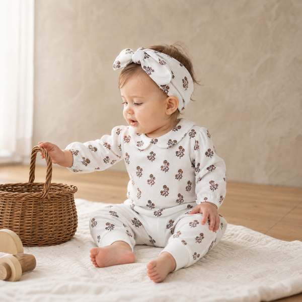 Organic Ruffle Collar Onesie & Pants Set - Loom