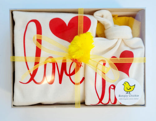 Love Short Sleeve Romper & Hat Gift Set