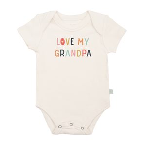 Graphic bodysuit for babies featuring "Love Grandpa" design, perfect for short sleeve comfort.
