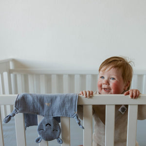 100% muslin lovey in Windy design, soft and cuddly for babies, shown from angle 7.