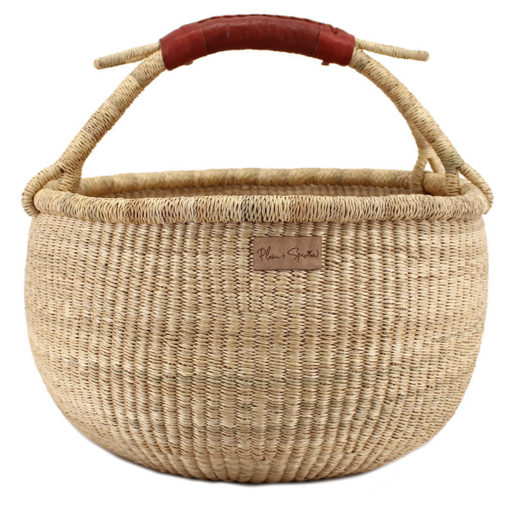 Cognac Handle<br>Large Market Basket