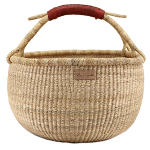 Cognac Handle<br>Large Market Basket