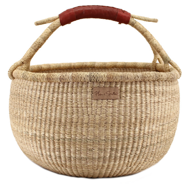 Cognac Handle<br>Large Market Basket