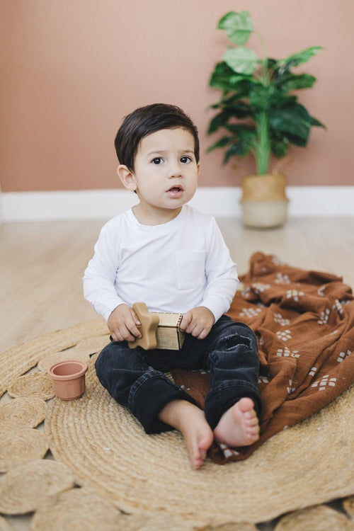 LS Bamboo Pocket Tee in various colors, stylish and comfortable baby top, angle view 5.