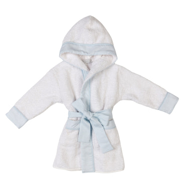 LUCAS | Boys White & Blue Gingham Personalised Bathrobe - MOOGCO Baby