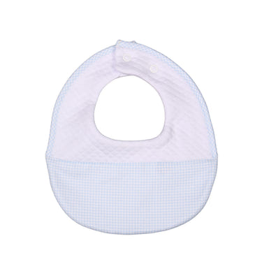 LUCAS | Boys White & Blue Gingham Cotton Bib