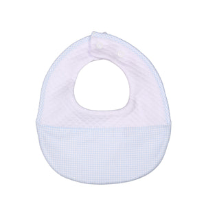 LUCAS | Boys White & Blue Gingham Cotton Bib