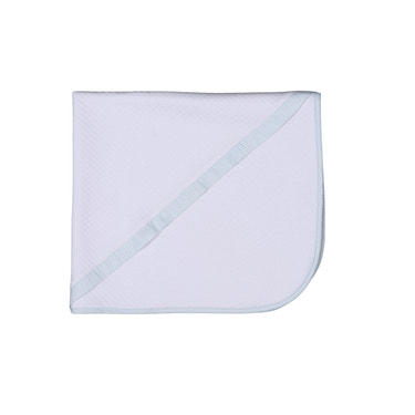 LUCAS | Boys White & Blue Gingham Cotton Blanket - MOOGCO Baby