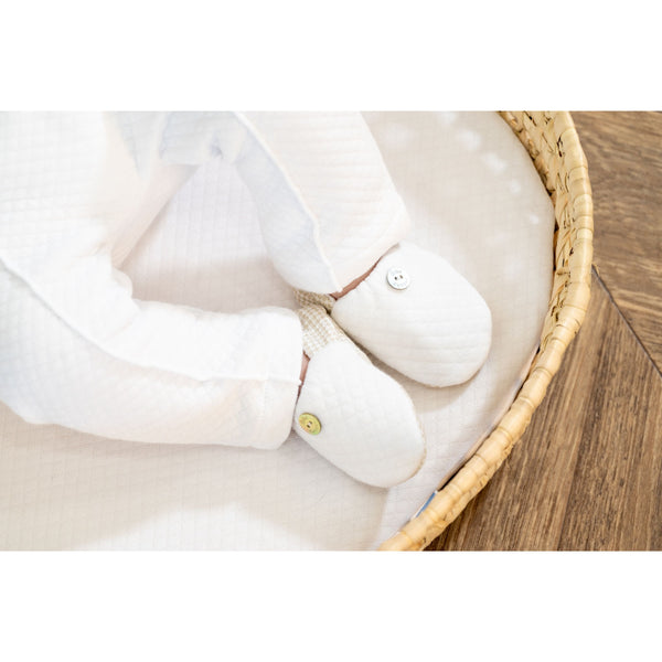 LUCAS | Boys White & Blue Cotton Gingham Booties