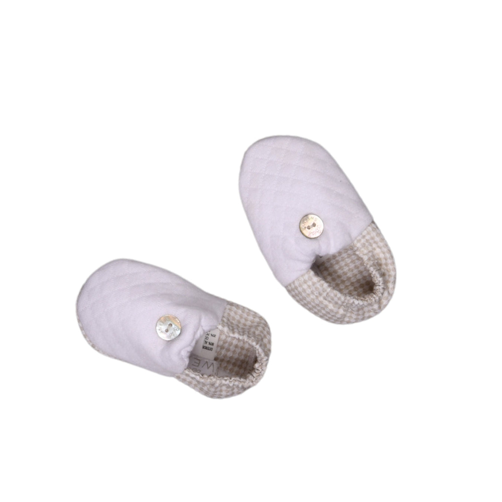 LUCAS | Boys White & Beige Cotton Gingham Booties - MOOGCO Baby