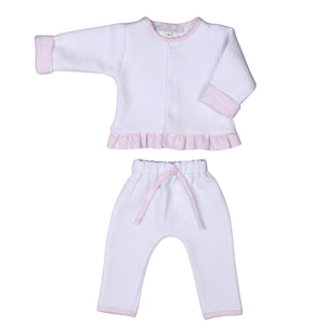 LUCY | Girls White Quilted Cotton Jacket Set (3)