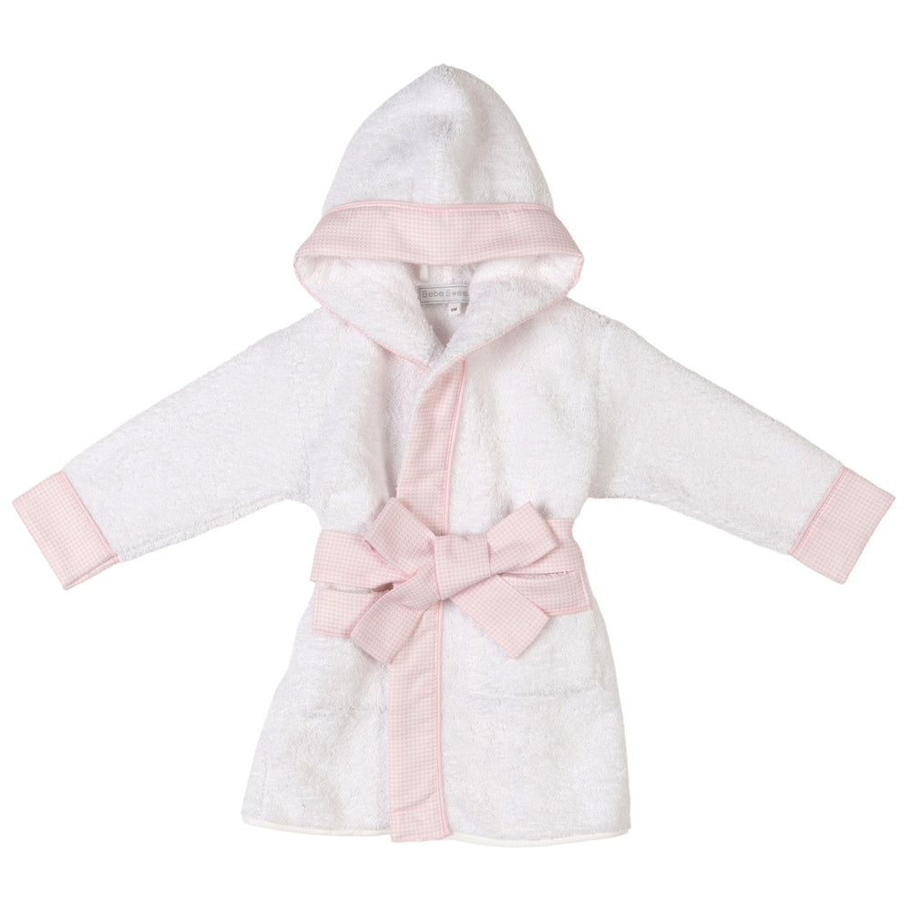 LUCY | Girls White & Pink Gingham Personalised Bathrobe