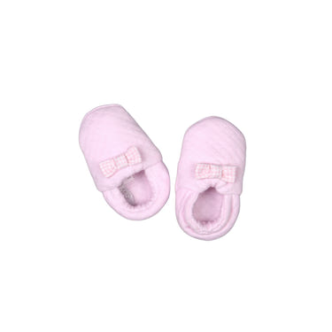 LUCY Girls Pink Quilted Cotton Booties - Stylish and cozy footwear for babies and toddlers.