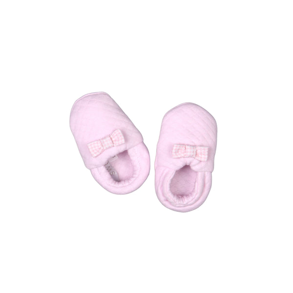 LUCY | Girls Pink Quilted Cotton Booties