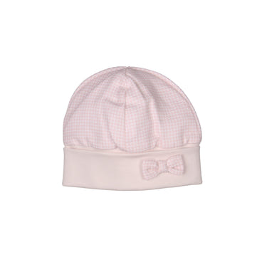 Girls pink cotton gingham hat for babies and toddlers - LUCY bonnet.
