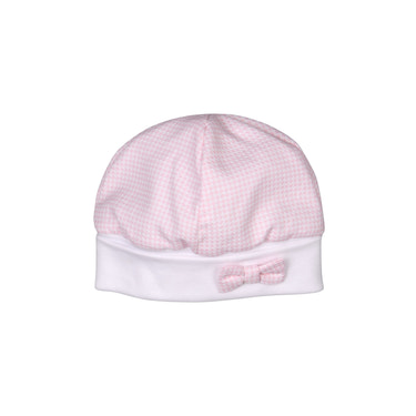 LUCY | Girls White and Pink Cotton Gingham Hat