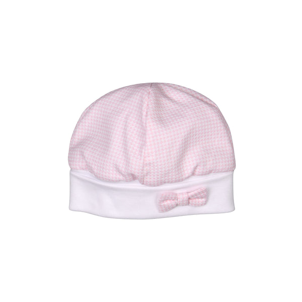 LUCY | Girls White and Pink Cotton Gingham Hat