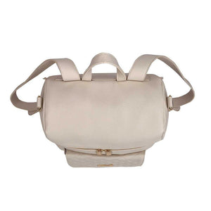 Signature Pearl White Diaper Bag at angle 8, stylish and functional for modern parents.