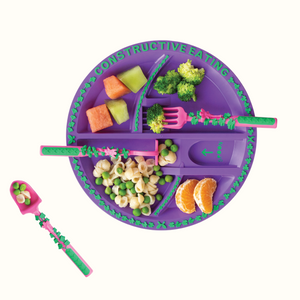 "Baby Fan Bundle in vibrant colors, perfect for mealtime fun and toddler tableware essentials."