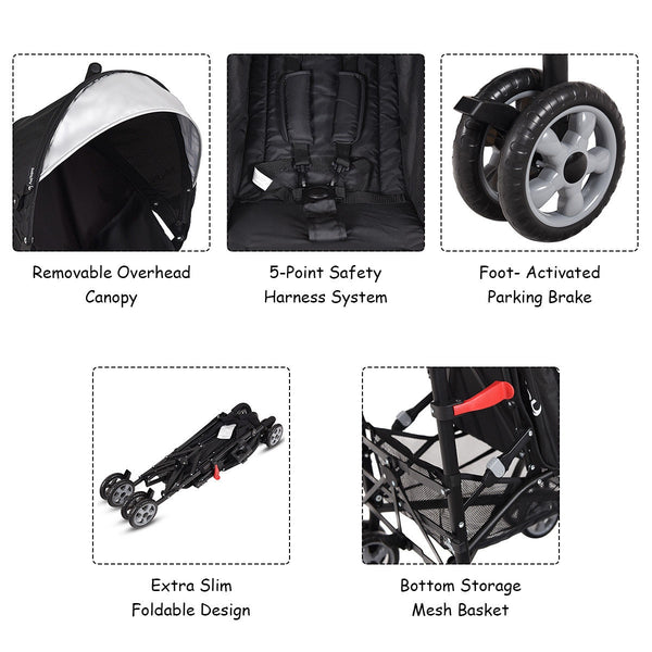 Lightweight folding baby umbrella stroller for travel, shown at angle 8, perfect for toddlers on the go.