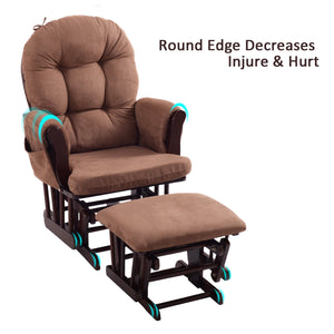 Adjustable Backrest Baby Nursery Rocking Chair & Ottoman Set for Kids Room