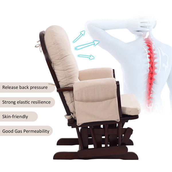 Adjustable Backrest Baby Nursery Rocking Chair & Ottoman Set for Kids Room