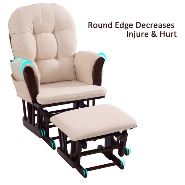 Adjustable Backrest Baby Nursery Rocking Chair & Ottoman Set for Kids Room