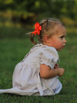 Fall Thanksgiving Pumpkin Embroidery Smock Plaid Girls Dress
