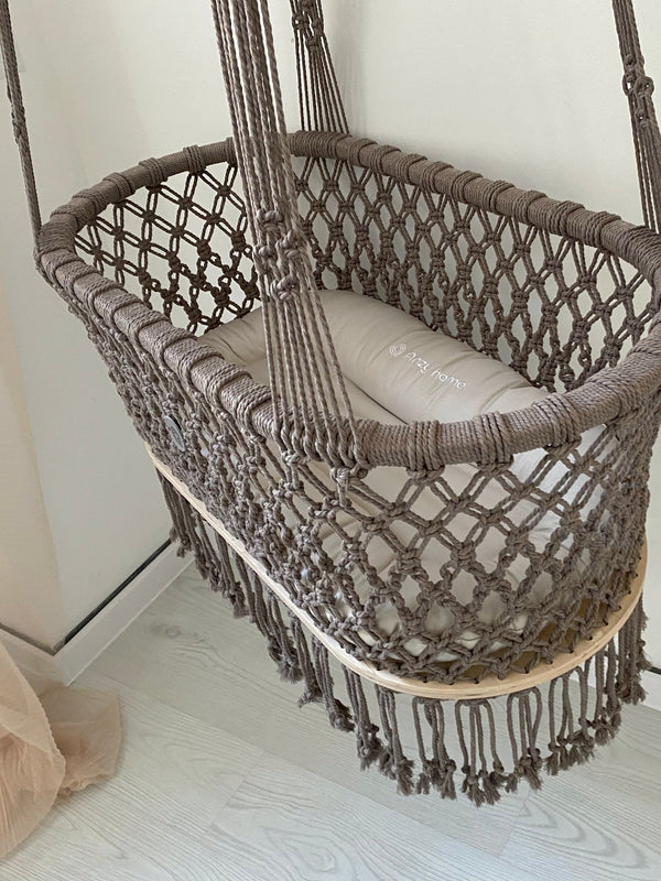 Hanging Macrame Baby Bassinet