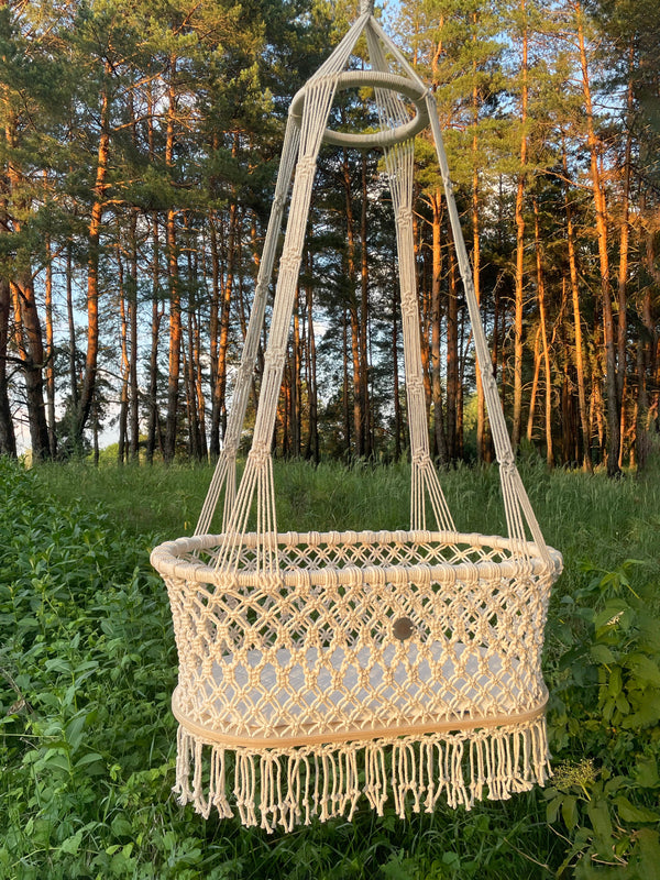 Hanging Macrame Baby Bassinet