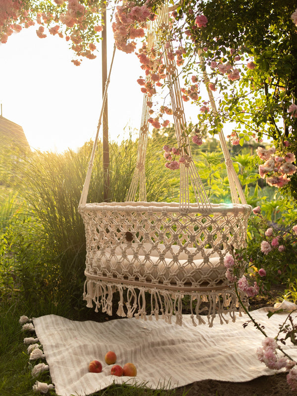 Hanging Macrame Baby Bassinet