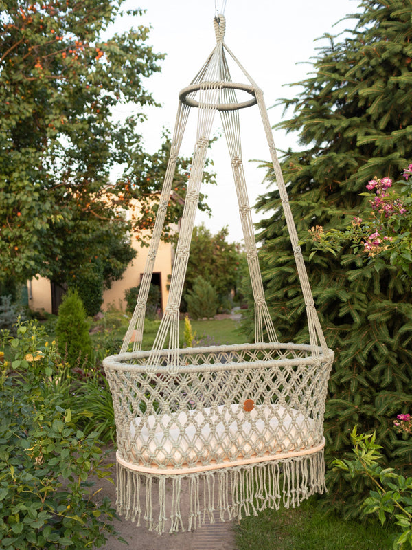 Hanging Macrame Baby Bassinet