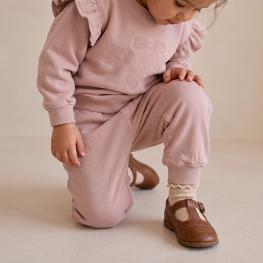 Organic Fleece Jogger Pants - Dusty Rose