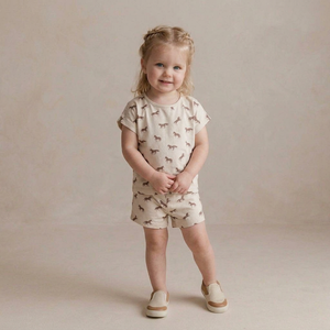 Organic Drop Shoulder Tee & Shorts Set - Horses