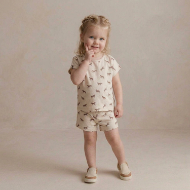 Organic Drop Shoulder Tee & Shorts Set - Horses