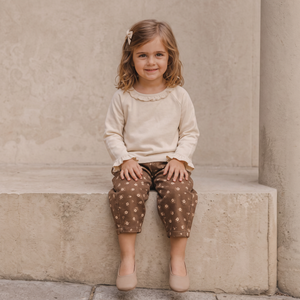 Organic Ruffle Neck Top - Oat