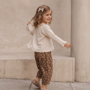 Organic Ruffle Neck Top - Oat