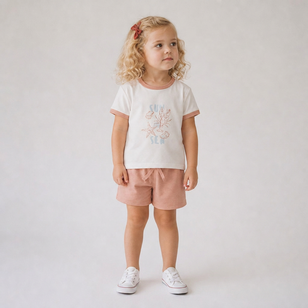 Organic Graphic Tee & Shorts Set - Beach Day
