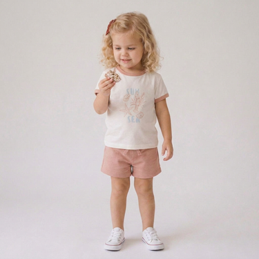 Organic Graphic Tee & Shorts Set - Beach Day