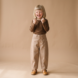 Organic Twill Barrel Pants - Taupe