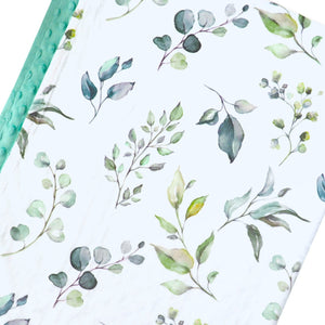 Premium Baby & Toddler Minky Blanket - Eucalyptus Greenery