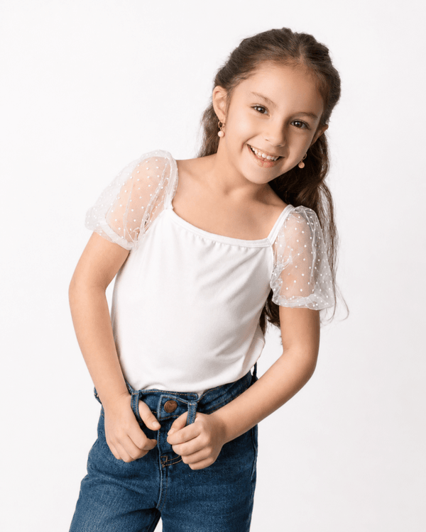 Maisie Puff Shoulder Leotard - White
