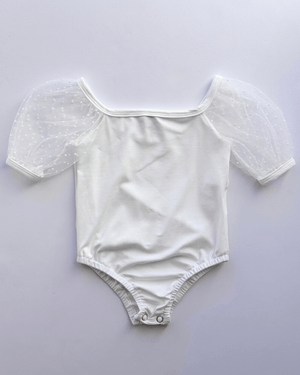Maisie Puff Shoulder Leotard - White