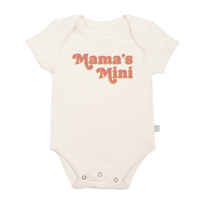 Short sleeve graphic bodysuit from Mama's Mini for babies, featuring a cute design and comfortable fit.