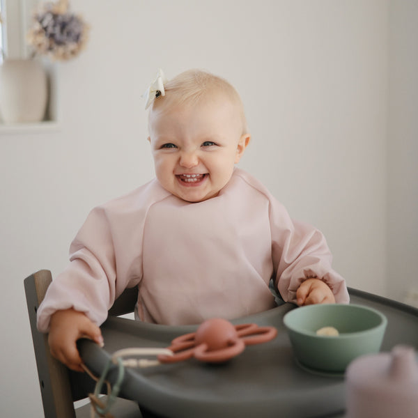 Mushie Long Sleeve Bib water resistant 6 to 24 months