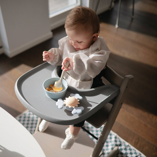 Mushie Long Sleeve Bib water resistant 6 to 24 months