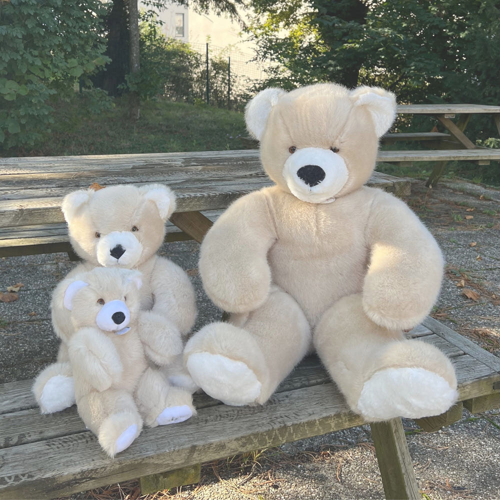 MARTIN Beige Plush Bear 50 cm, soft and cuddly, made in France - perfect baby gift and nursery decor.