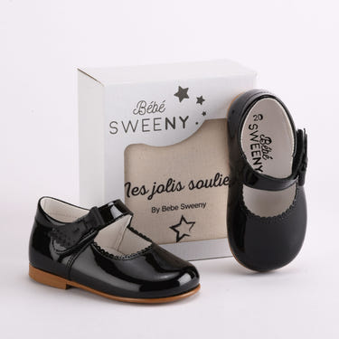 Girls Black Patent Leather Walker Shoes - MOOGCO Baby