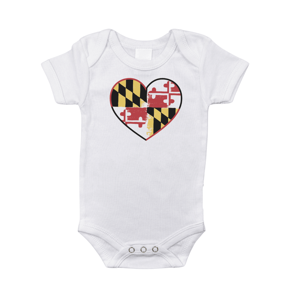 Maryland Baby Onesie - Short Sleeve Bodysuit for infants, featuring a cute design and soft fabric.