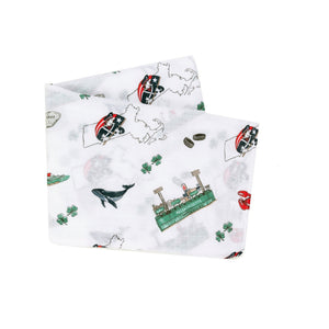 Gift Set: Massachusetts Baby Muslin Swaddle Blanket and Burp Cloth/Bib Combo Soft Breathable Bamboo Cotton